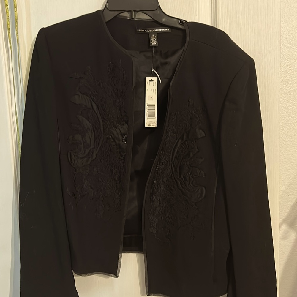 Linda Allard Ellen Tracy size 16 Black Womens Blazer NWT